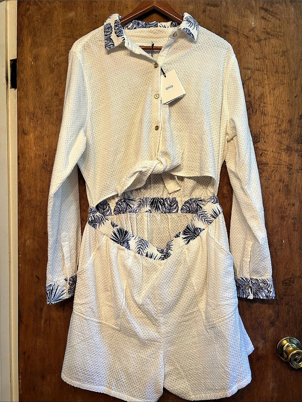 onia Gia Romper in White & Blue XL NWT